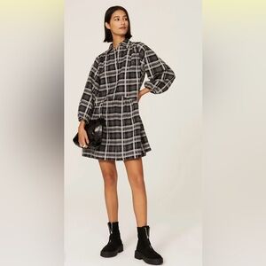 Club Monaco Plaid Long Sleeve Shirt Dress